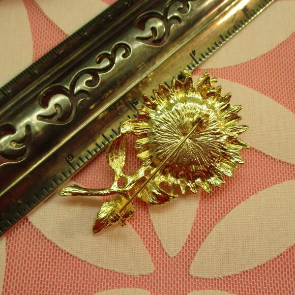 VINTAGE Flower Bee TREMBLER Brooch ~Flower Insect Rhinestone PearlJiggler Brooch - Picture 14 of 15